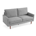 American Furniture Classics Grey 69 Inch Wide Upholstered Two Cushion Sofa with Square Arms Velvet, 69" x 32" x 37"