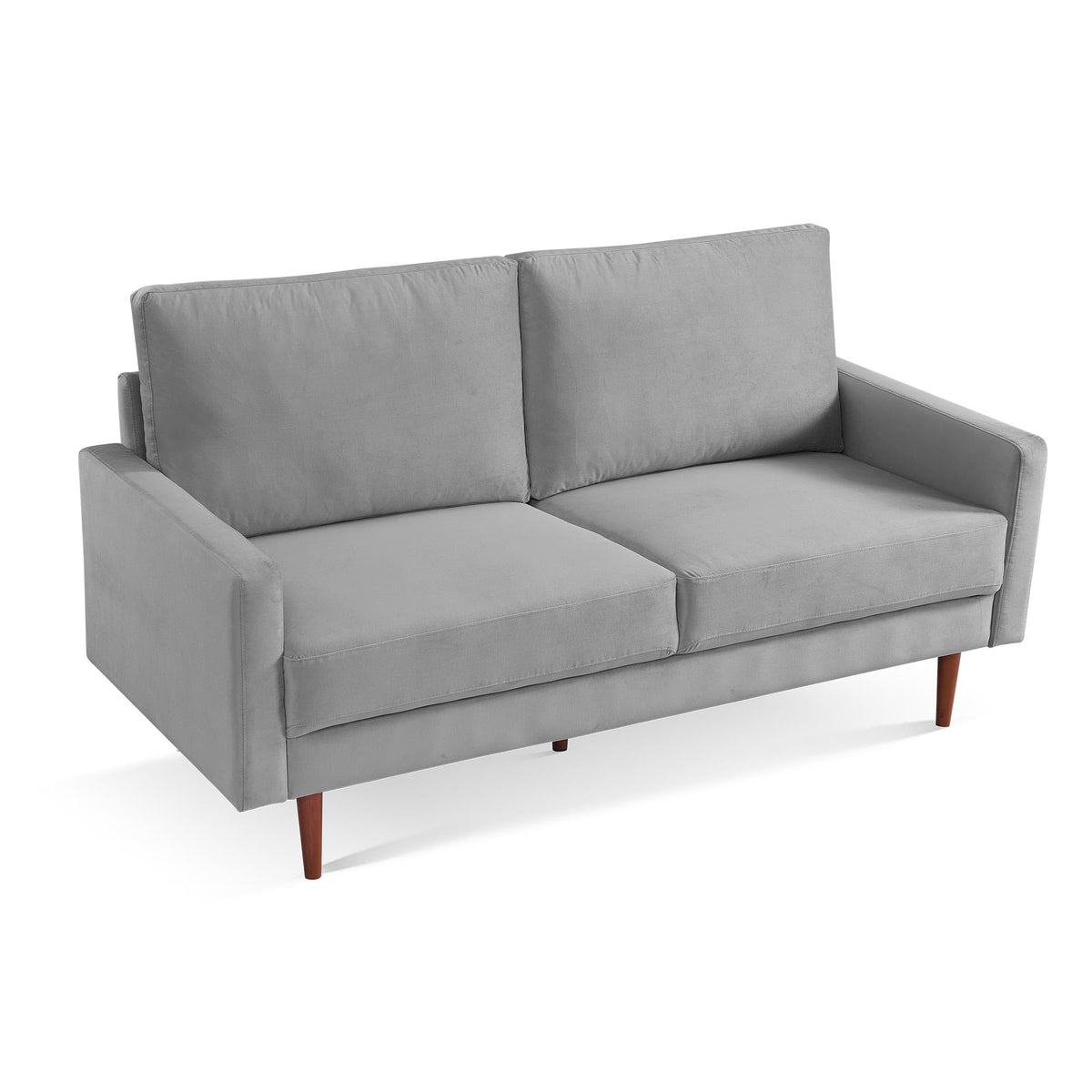 American Furniture Classics Grey 69 Inch Wide Upholstered Two Cushion Sofa with Square Arms Velvet, 69&quot; x 32&quot; x 37&quot;