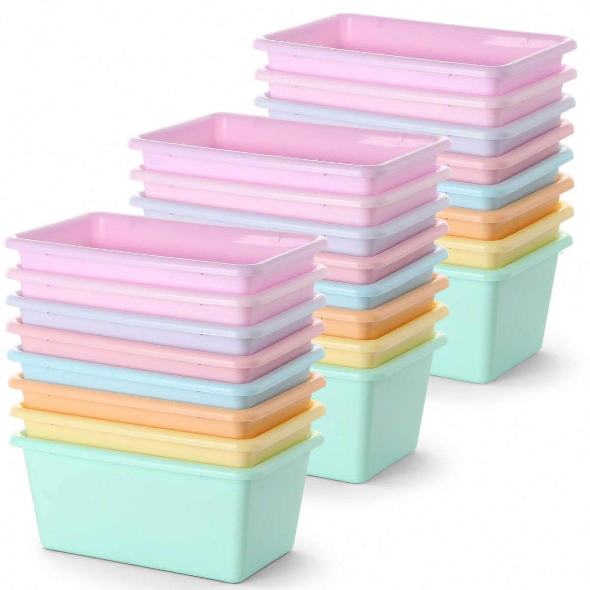 gisgfim 24 Pack Plastic Cubby Storage Bins Crew Toy Stackable Bin Classroom Plastic Cubby Bins Stackable Storage Containers Clas