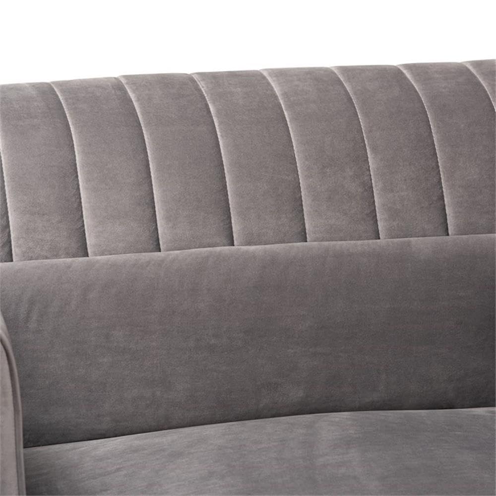 Baxton Studio Morton Grey Brown Finished Wood Sofa with Right Facing Chaise