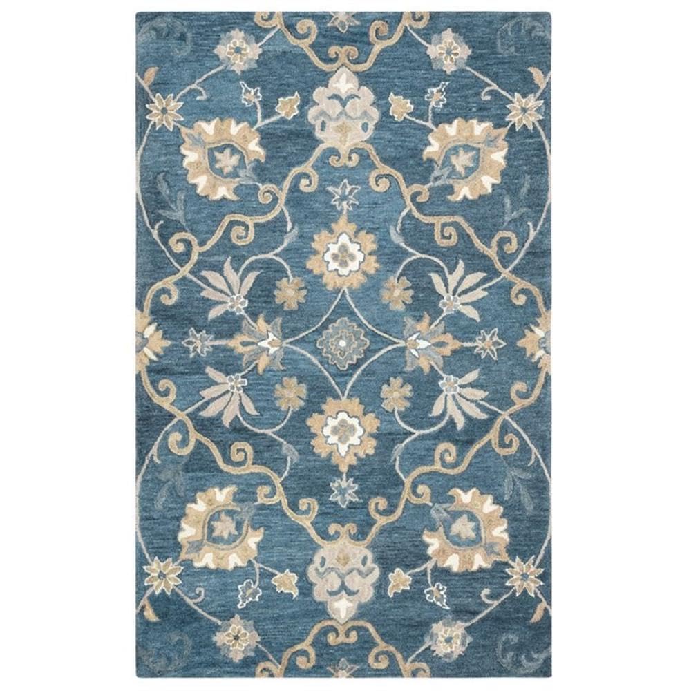 Napoli 9' X 12' Traditional Motifs Blue/Ivory Hand-Tufted Area Rug