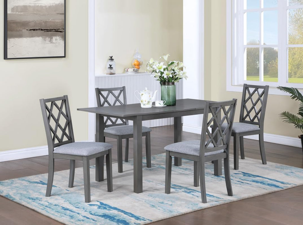 LILOLA LIVING Carlisle 5-Piece Gray Finish Extendable Wood Dining Set with Upholstered Seat Cushion