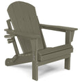 Abcpatio Folding Plastic Adirondack Chair - Outdoor Weather Resistant Adirondack Chairs With Cup Holder, Stackable Seating For Patio, Porch, Deck, Pool, Garden, Backyard (Seat Width 20', Dark Brown)