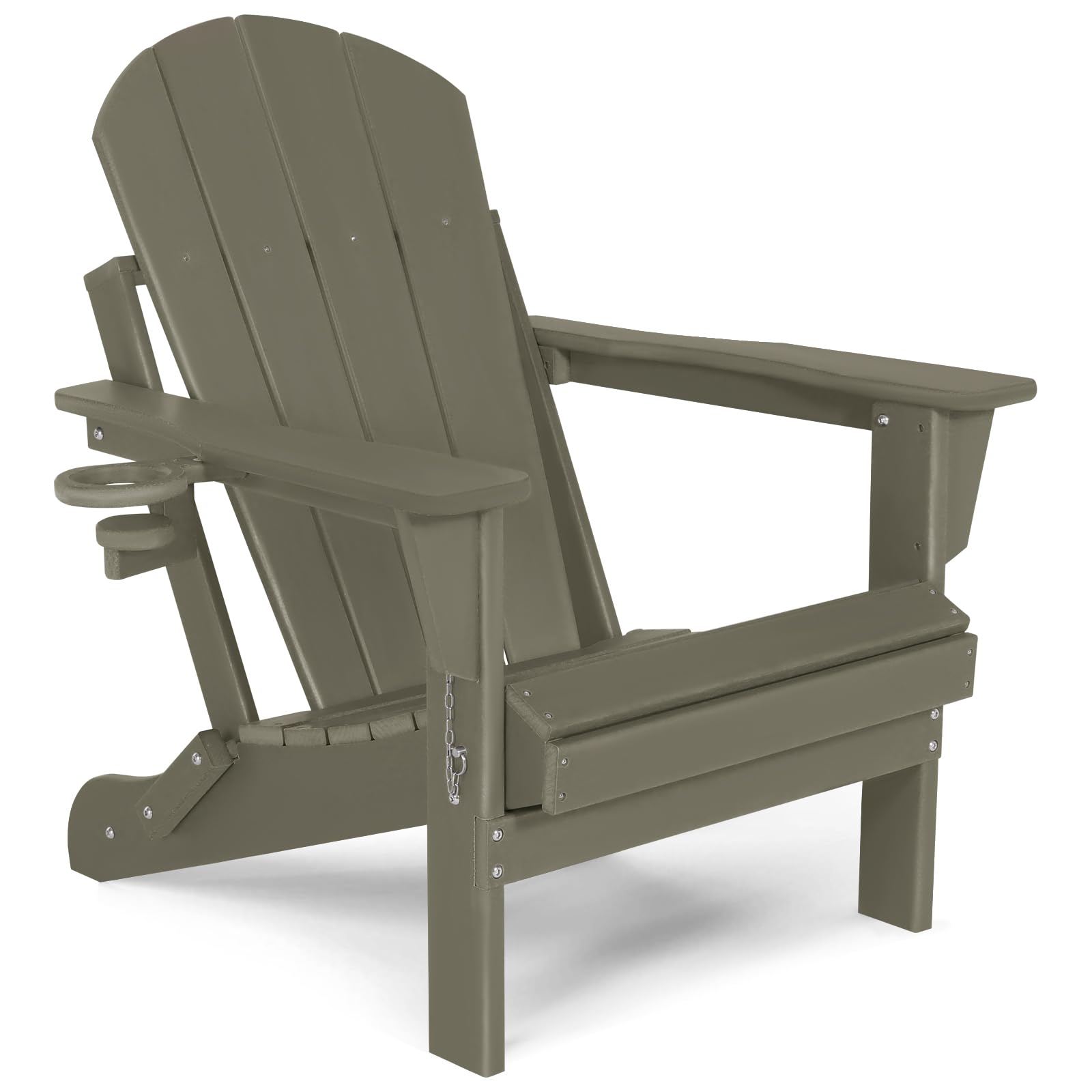 Abcpatio Folding Plastic Adirondack Chair - Outdoor Weather Resistant Adirondack Chairs With Cup Holder, Stackable Seating For Patio, Porch, Deck, Pool, Garden, Backyard (Seat Width 20', Dark Brown)