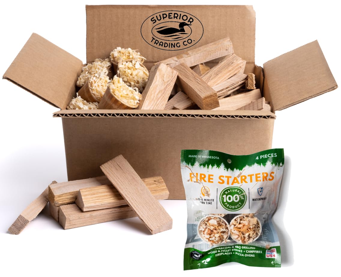 Oak Mini Fire Wood Stick W/Fire Starter Pods For Bbq, Solo Stove, Grill, Pizza Oven, Wood Stove - Usda Certified Kiln Dried Wood