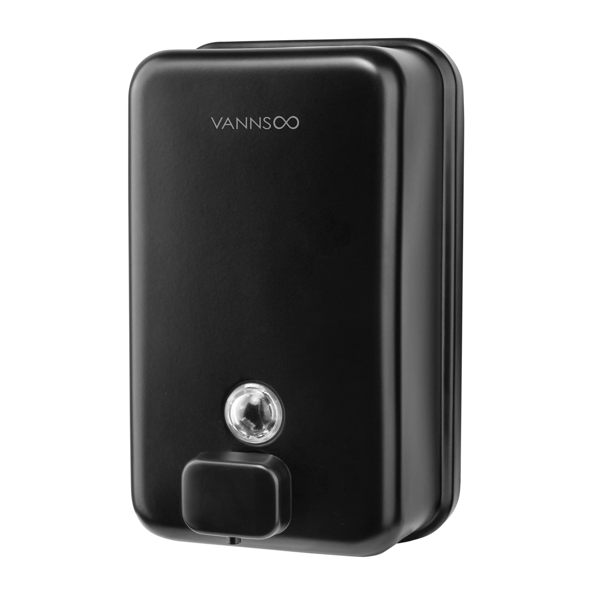 VANNSOO Wall Mounted Hand Soap Dispenser Bathroom, 1200ml 40oz Commercial Stainless Steel Black Liquid Soap Dispenser Wall Mount
