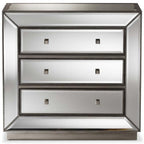Baxton Studio Edeline Hollywood 3-Drawer Chest MDF/Silver Mirrored/Glam