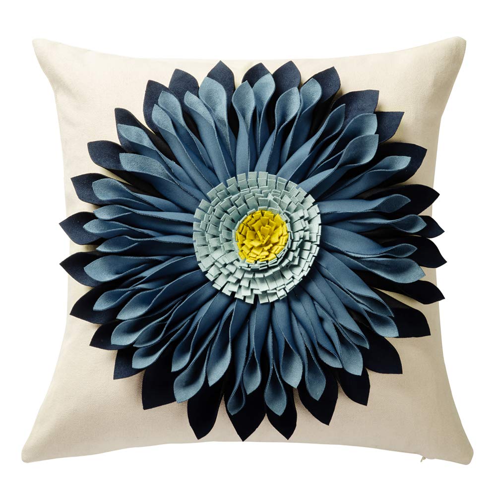 Oiseauvoler 3D Sunflower Handmade Throw Pillow Covers Decorative Pillow Shams Pillowcases Living Room Home Bed Decor 18X18 Inch