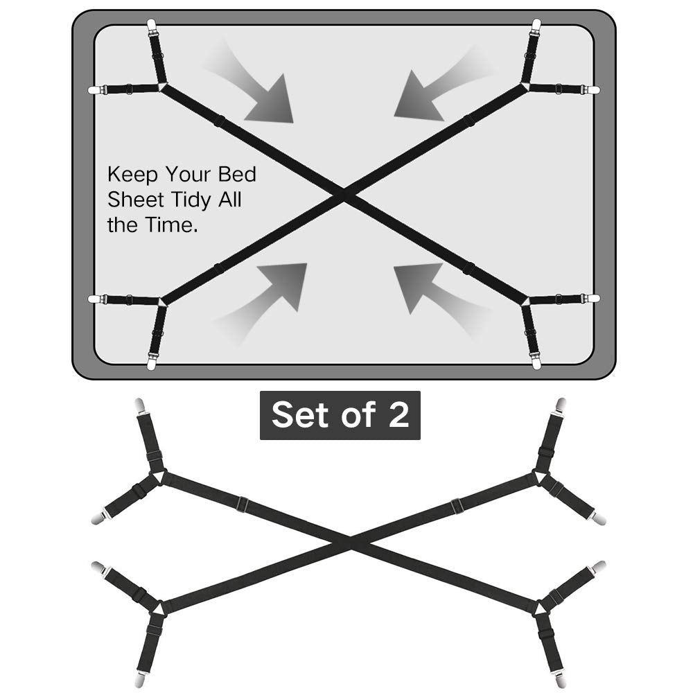 Bed Sheet Fasteners, Adjustable Triangle Elastic Suspenders Gripper Holder Straps Clip For Bed Sheets, Mattress Covers, Sofa Cus