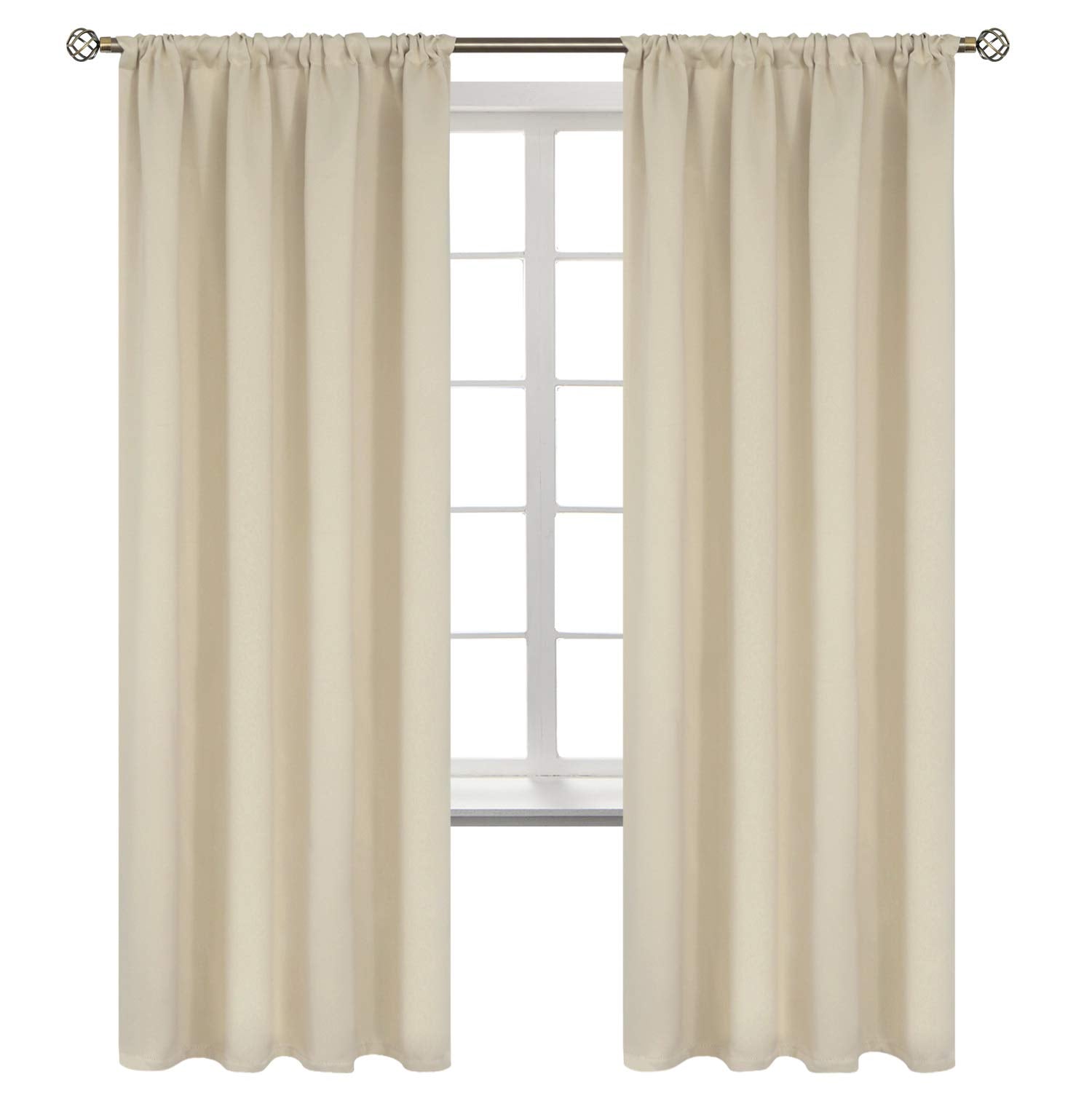 Bgment Beige Room Darkening Curtains 72 Inches Long - Rod Pocket Thermal Insulated Blackout Window Drapes For Living Room Bedroo