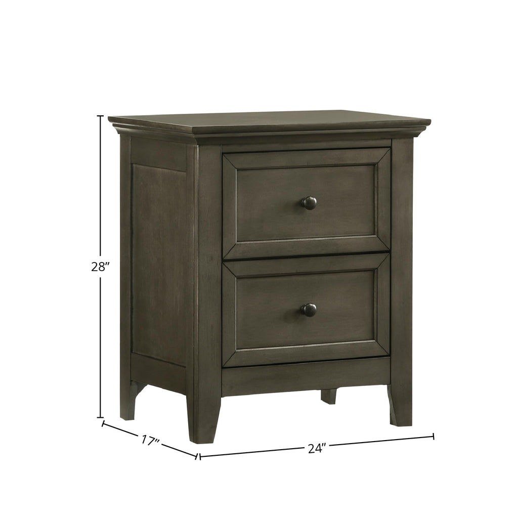 Intercon San Mateo Youth Nightstand, 2 Drawer Bedside Table, Gray