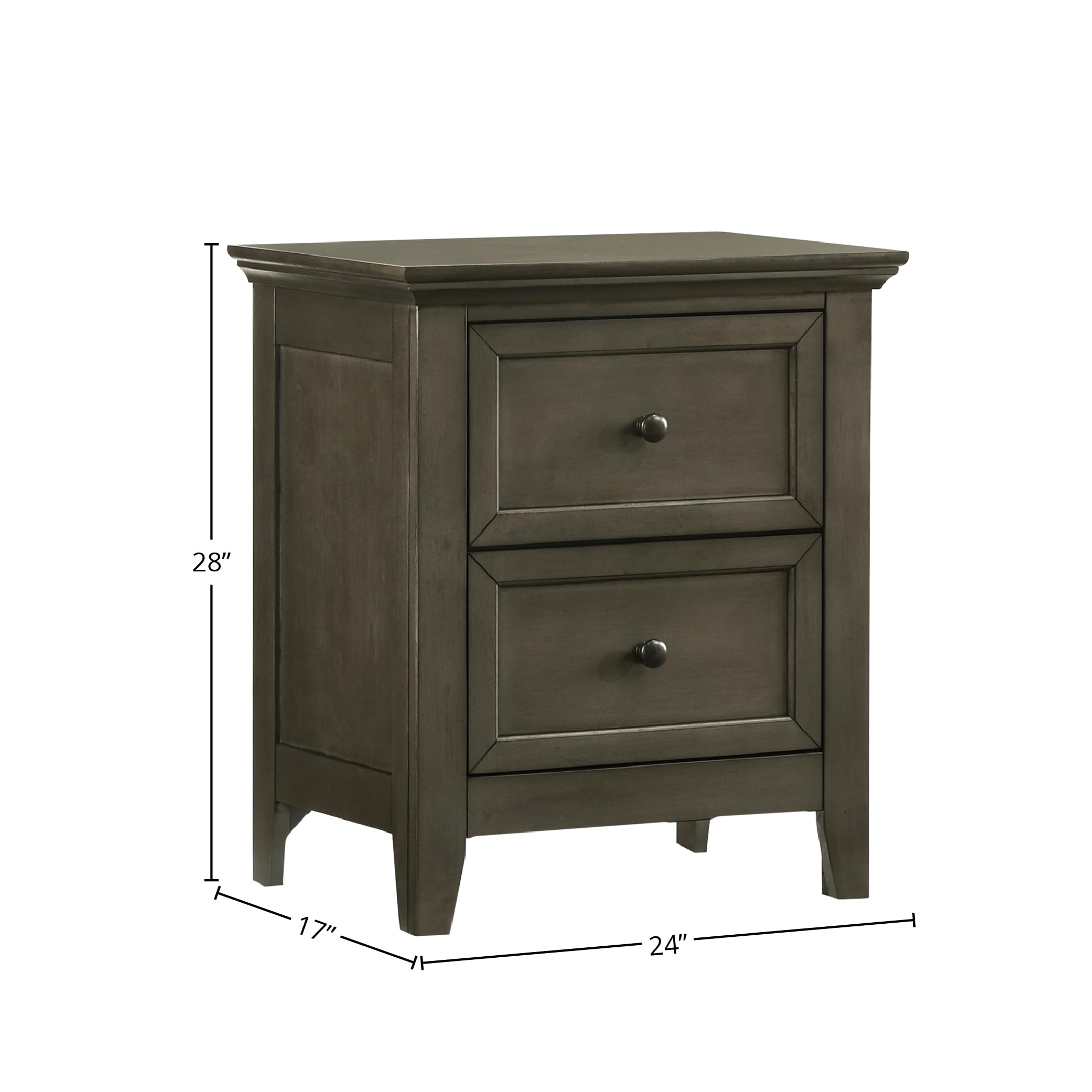 Intercon San Mateo Youth Nightstand, 2 Drawer Bedside Table, Gray