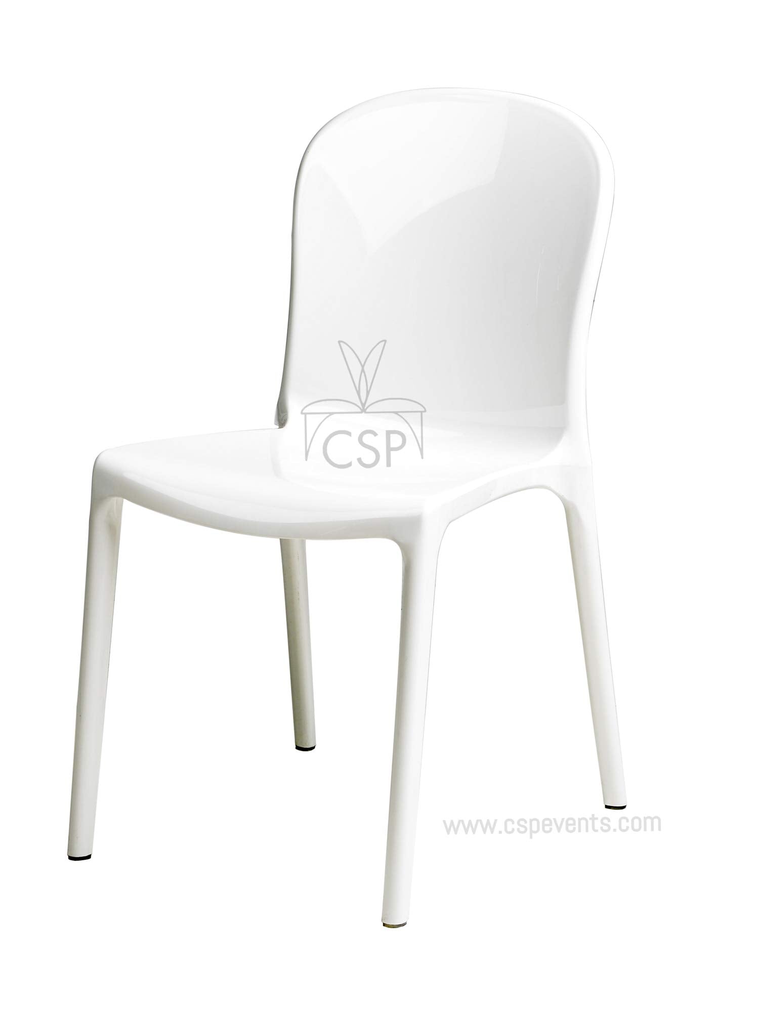 Genoa Polycarbonate Stackable White Chair - Thumbnail 4