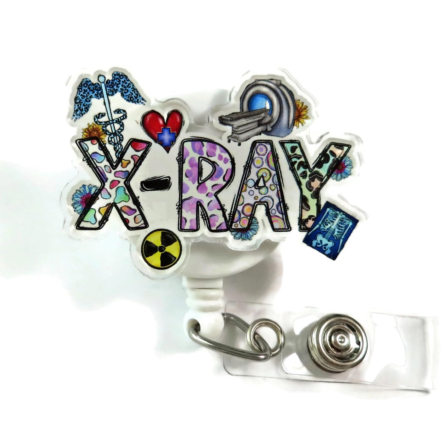 X-Ray Tech Badge Reel, Radiology Tech Id Badge Holder, Xray Technician Retractable Id Badge Clip, Radiographer Badge Reel, Radio