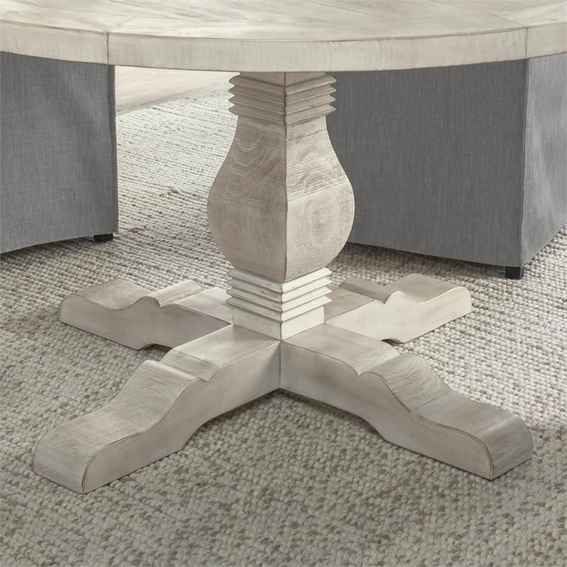 Kosas Home Quincy 55&Quot; Round Solid Pine Wood Dining Table In Nordic Ivory