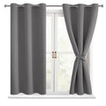 Hiasan Blackout Curtains For Bedroom - Thermal Insulated & Light Blocking Window Curtains For Living Room, 2 Drape Panels Sewn With Tiebacks, Light Grey, 38 X 54 Inch
