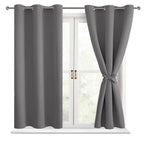 Hiasan Blackout Curtains For Bedroom - Thermal Insulated & Light Blocking Window Curtains For Living Room, 2 Drape Panels Sewn With Tiebacks, Light Grey, 38 X 54 Inch