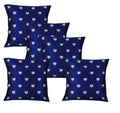 Vireo Silk Gold Colour Print Cushion Cover, 16X16Inch, Multicolour Set Of 5