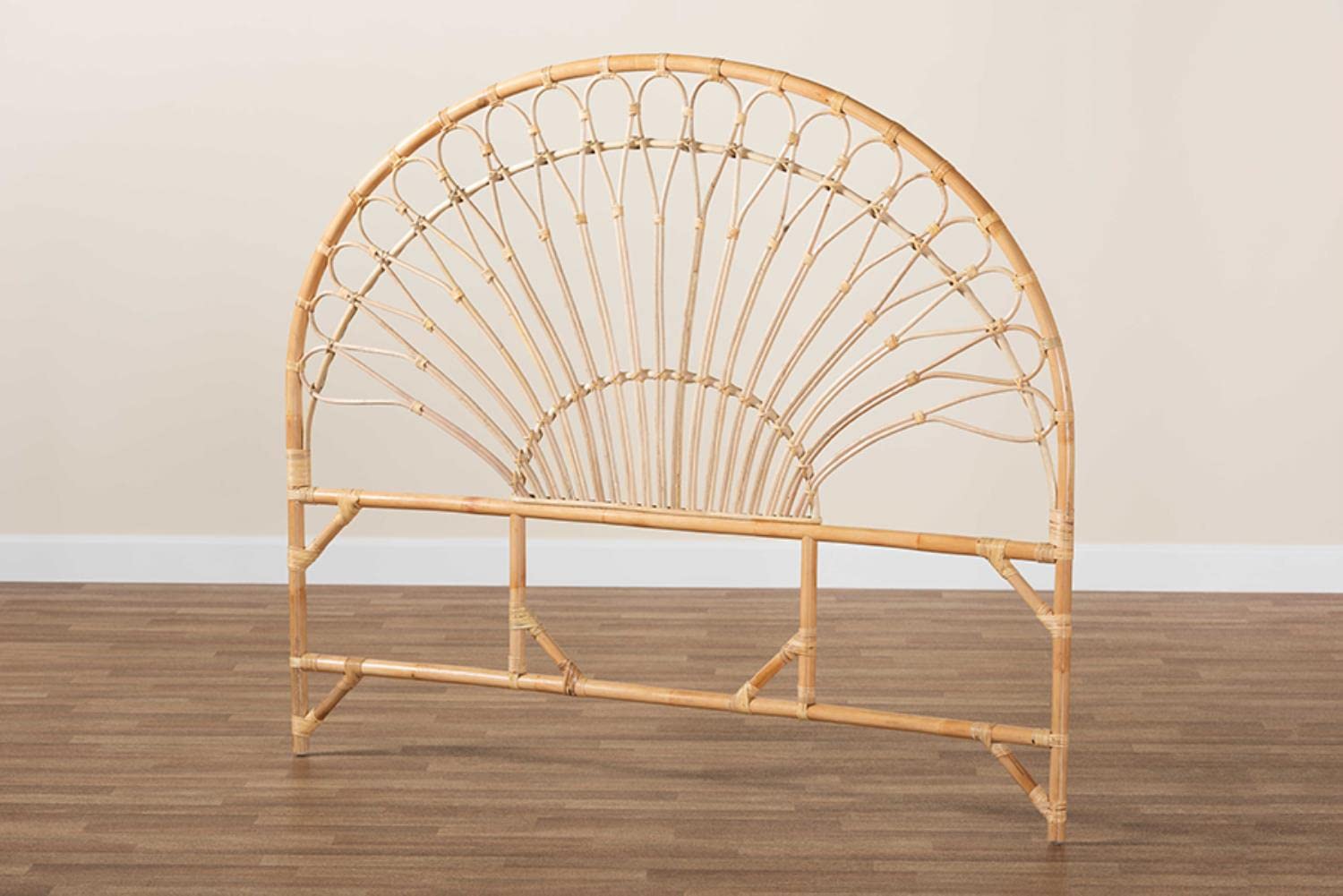 Baxton Studio Devereaux Modern Bohemian Natural Brown Rattan Queen Size Standalone Headboard