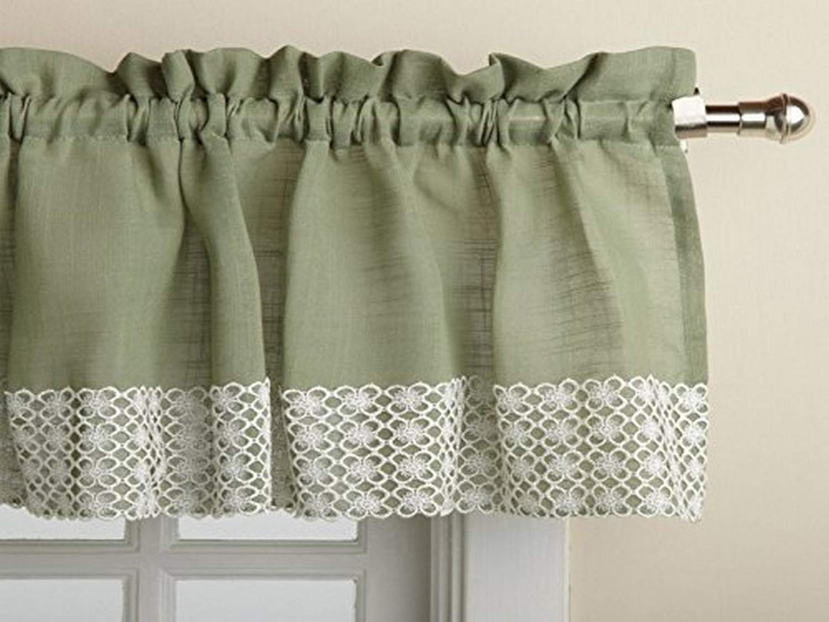 Sweet Home Collection Kitchen Curtain, Valance, Salem Sage