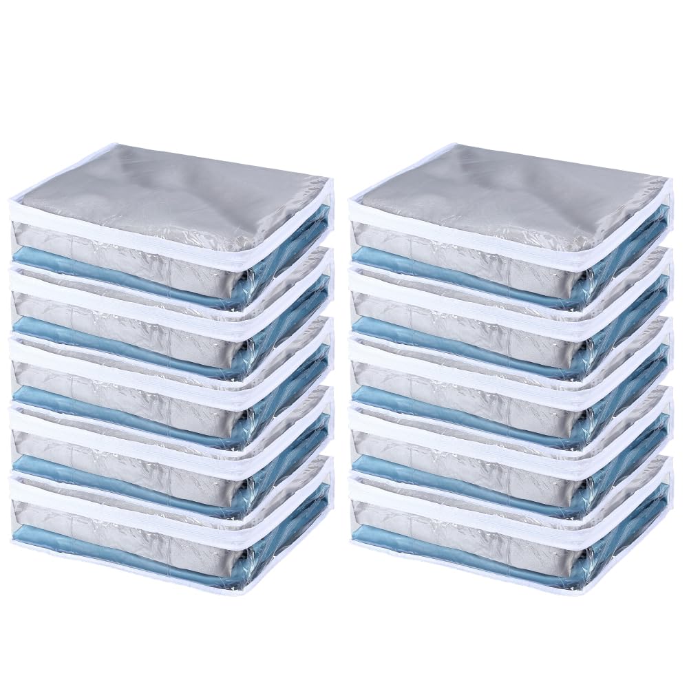 ORIGACH 10 Pcs Clear PVC Storage Bags with EasyGlide Zipper