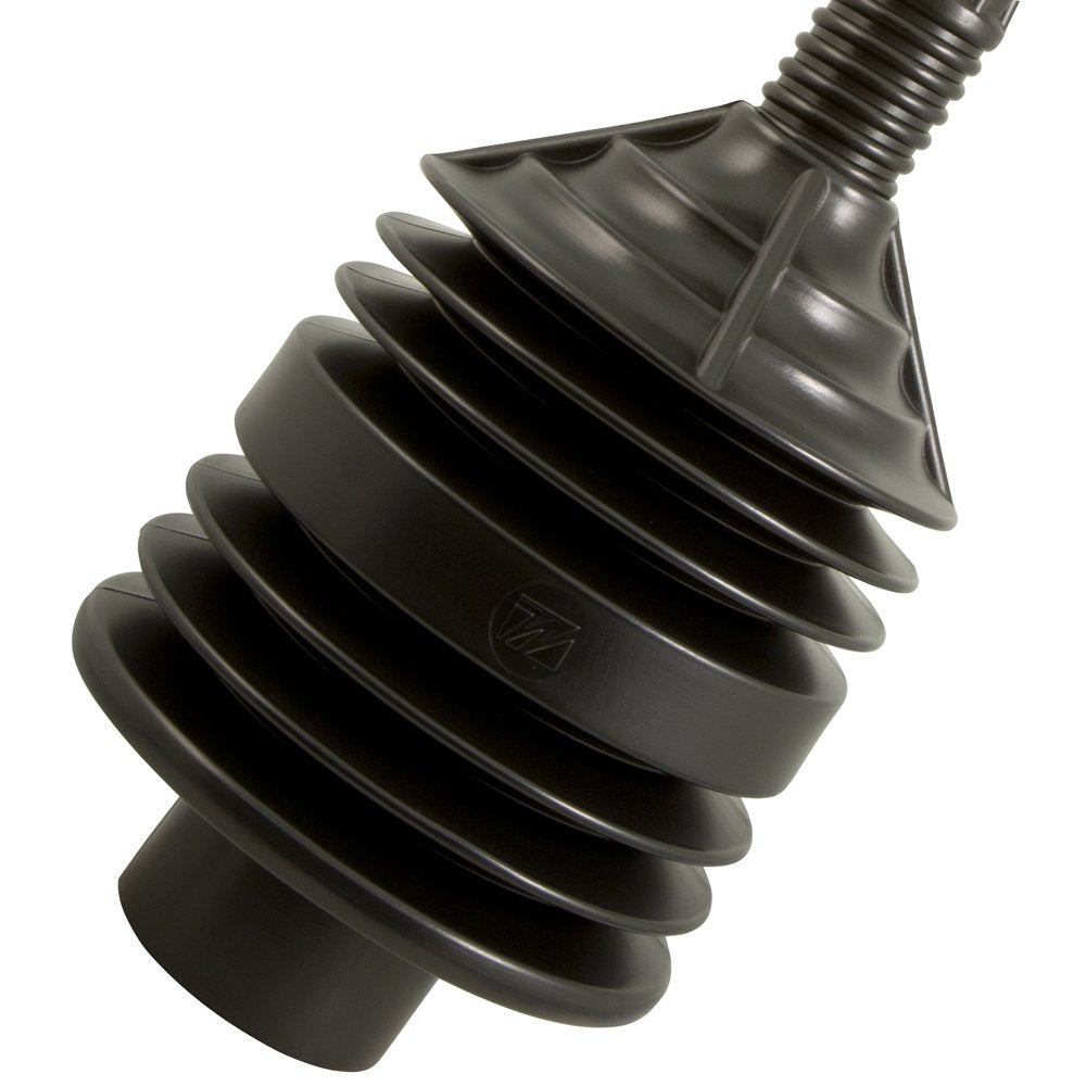 PlumbCraft Heavy Duty Toilet Plunger, Bellows Style, Black - Effortlessly Clears Stubborn Blockages