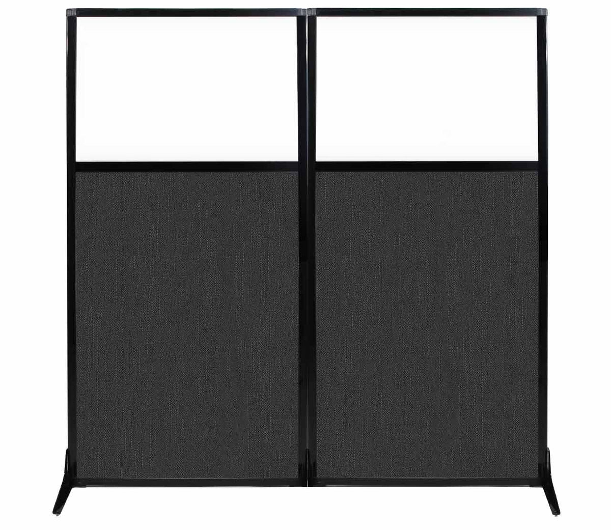 Versare Workstation Partition | Portable Wall Divider | Modern Office Cubicle | Free Standing Privacy Screen | Flexible Work Space | 66' X 70' W/Window, Black Fabric Panels