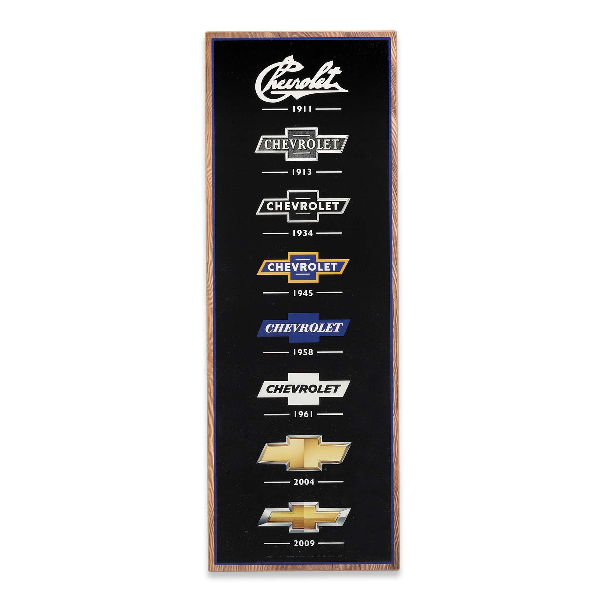 Open Road Brands Chevrolet Logo Evolution Vertical Wood Wall Decor - Large Chevrolet Wall Art for Man Cave or Garage