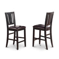 East West Furniture Buckland Counter Height Stools-Faux Leather Upholstered Wooden Chairs, Set of 2, Black