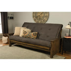 Kodiak Furniture Washington Queen Size Futon Frame and Mattress Set - Wood Futon Frame with Mattress Included in Suede Gray Color