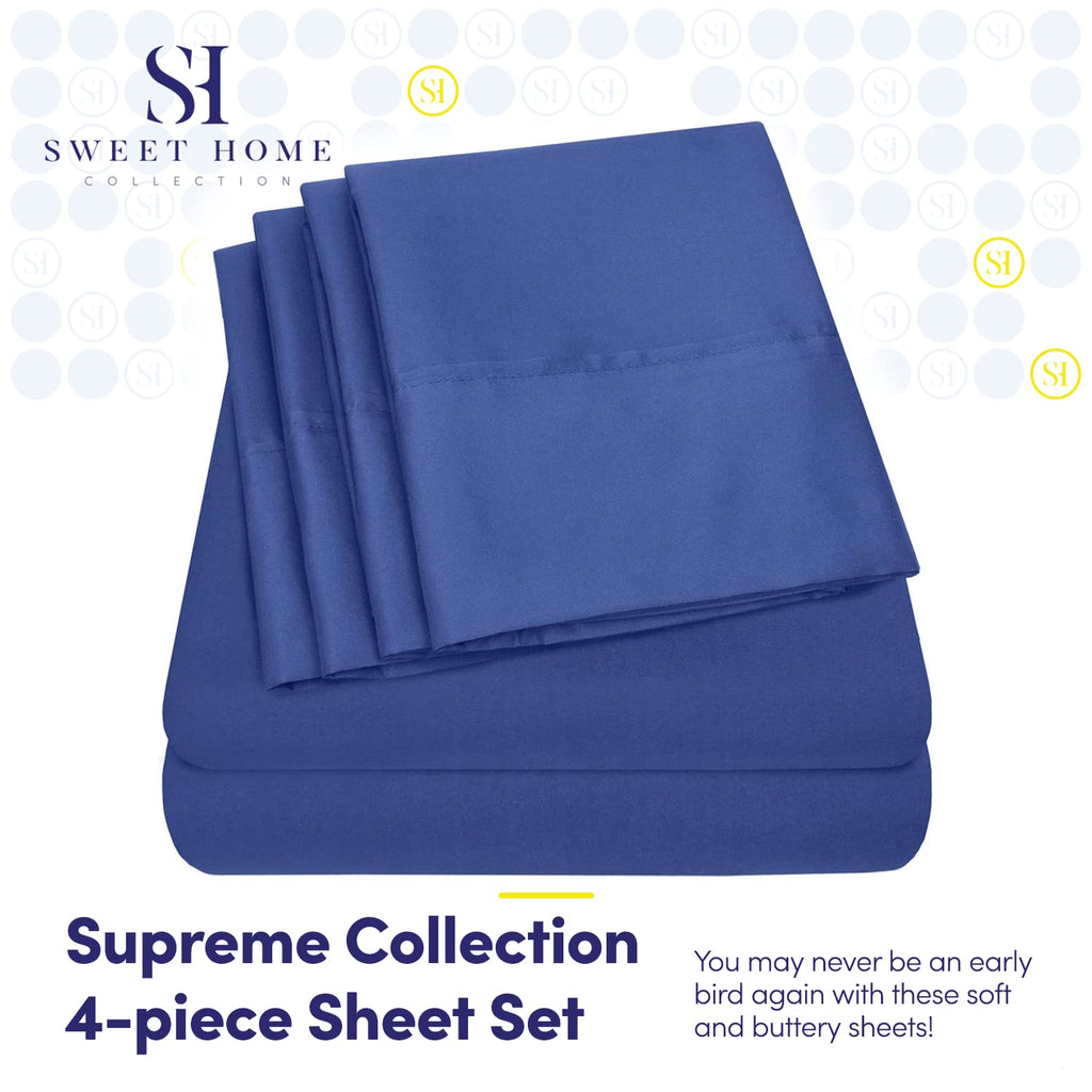 Twin Size Bed Sheets - 4 Piece 1500 Supreme Collection Fine Brushed Microfiber Deep Pocket Twin Sheet Set Bedding - 1 Extra Pillow Cases, Great Value, Twin, Royal Blue