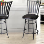 Steve Silver Stellan Swivel Stool Counter Chair, Gun Metal, for Kitchen, Dining Room, Full 360 Degree Swivel Seat, 19.46 x 18..11 x 38.58 in