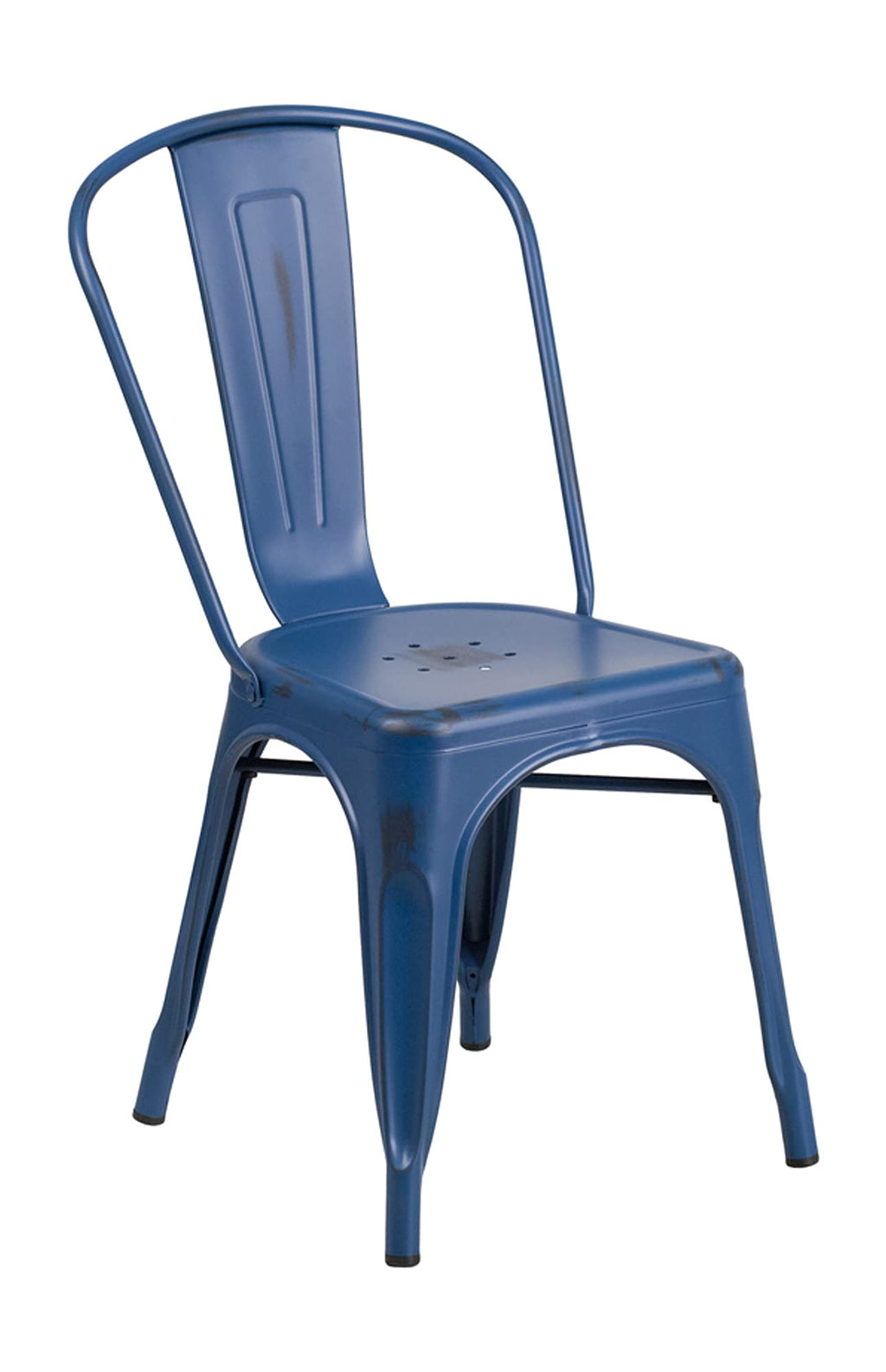 Flash Furniture Commercial Grade Distressed Antique Blue Metal Indoor-Outdoor Stackable Chair