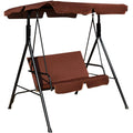 Tangkula 2 Person Porch Swing, Outdoor Swing With Removable Cushions, Solid Steel Structure, Patio Swing With Adjustable Canopy