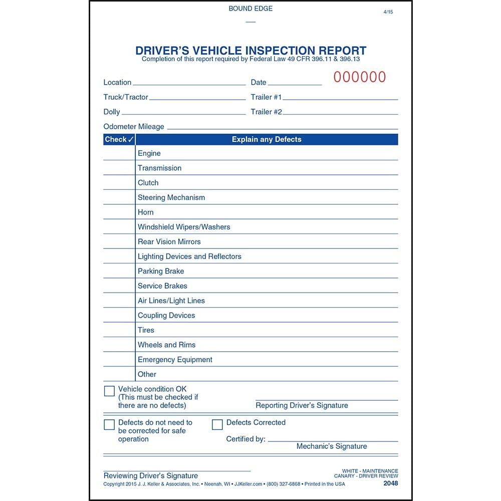 Simplified Driver'S Vehicle Inspection Report 5-Pk. - Book Format, 2-Ply Carbonless, 5.5' X 8.125', 31 Sets Of Forms Per Dvir