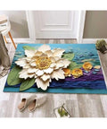 5D Door Flower Mat 5D Bathroom Flower Mat Visual AntiSlip Absorbent Mat | Quick Drying NonSlip Bath Mat | Anti Skid Water Soak