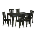 East West Furniture Dule7-Blk-W 7 Pc Dining Room Set For 6 -Dining Table And 6 Chairs For Dining Chairs