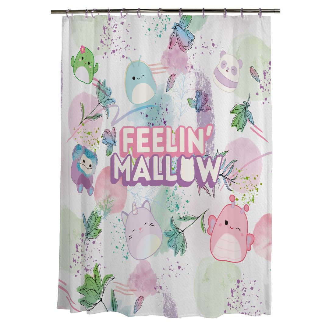 Franco Squishmallows Kids Bath Microfiber Shower Curtain, 72X72, (Officially Licensed Product)