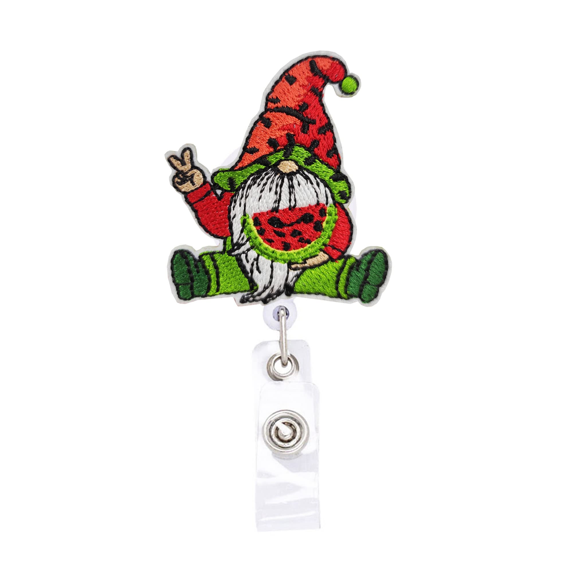 Summer Watermelon Gnome Retractable Dietitian Badge Reel Id Tag, With Alligator Clip,24In Nylon Cord, Nurse Office Employee Name