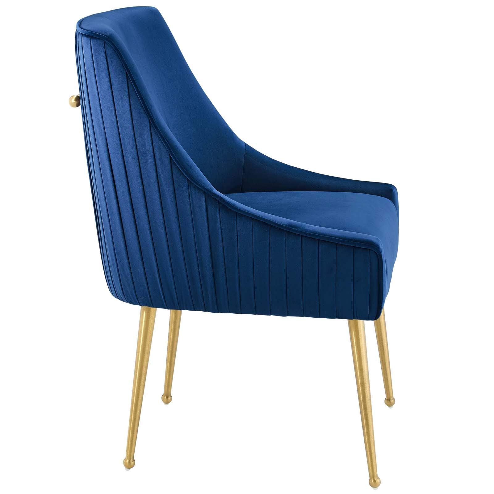 Modway Discern Pleated Back Upholstered Performance Velvet Dining Chair, Navy