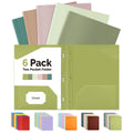 Sooez Folders With Pockets And Prong, 6 Pack, Green Colors, File Folders With Prongs, 2 Pocket Folders Bulk, Plastic Folder, Sch