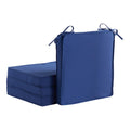 Greendale Home Fashions Outdoor 18-Inch Square Reversible Seat Cushion With Ties, 4-Pack, Blue 4 Count