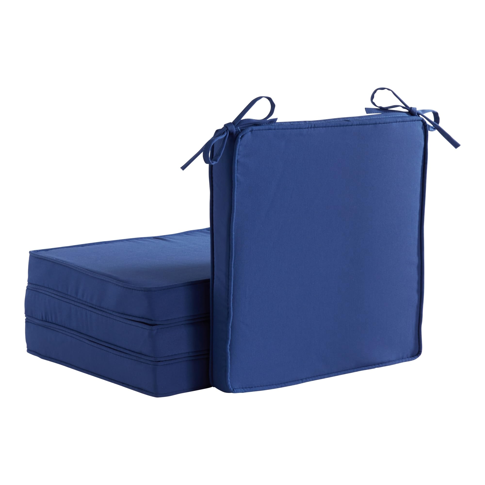 Greendale Home Fashions Outdoor 18-Inch Square Reversible Seat Cushion With Ties, 4-Pack, Blue 4 Count