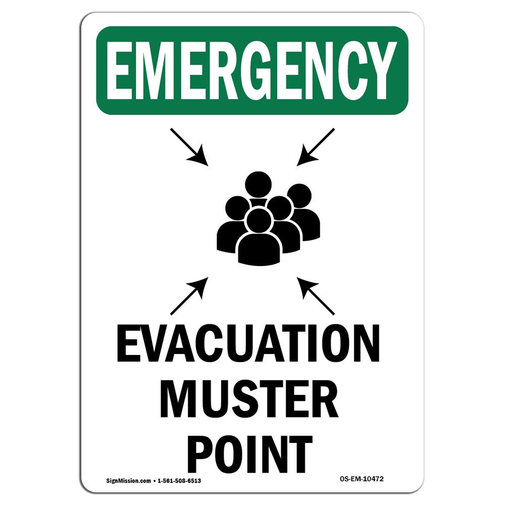 Osha Emergency Sign - Evacuation Muster Point With Symbol | Aluminum Sign | Protect Your Business, Work Site, Warehouse & Shop A
