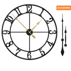 Leike Extra Large Wall Clocks,Silent Little Ticking,Battery Operated Vintage Round Modern Metal Wall Clock For Living Room, Bedr