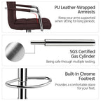 Yaheetech Tall Bar Stools Set Of 2 Modern Square Pu Leather Adjustable Barstools Counter Height Stools With Arms And Back Bar Chairs 360?Swivel Stool, Brown