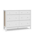 Storkcraft Horizon 6 Drawer Dresser (White with Driftwood) - GREENGUARD Gold Certified Dresser for Nursery & Kids Room, Modern S