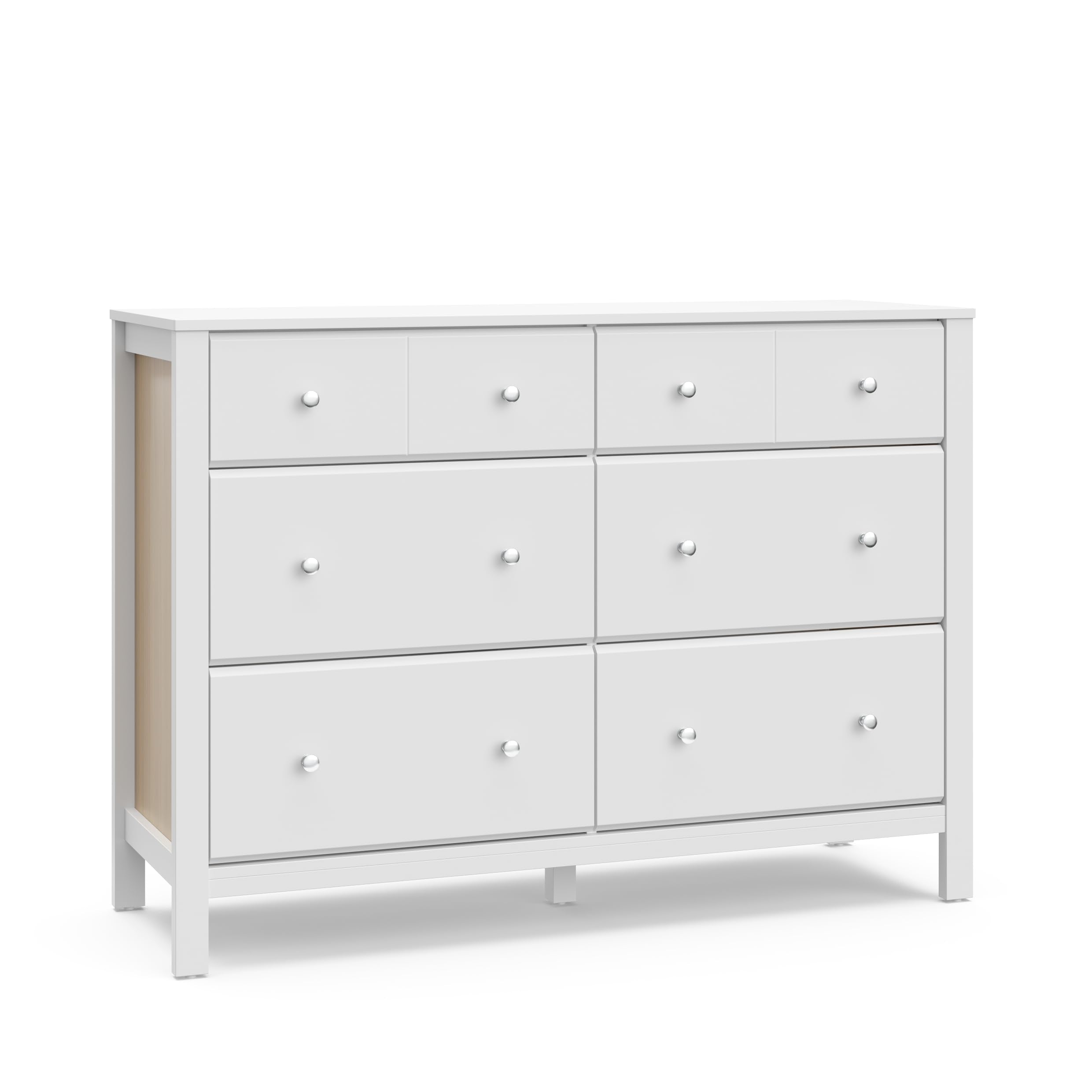 Storkcraft Horizon 6 Drawer Dresser (White with Driftwood) - GREENGUARD Gold Certified Dresser for Nursery & Kids Room, Modern S