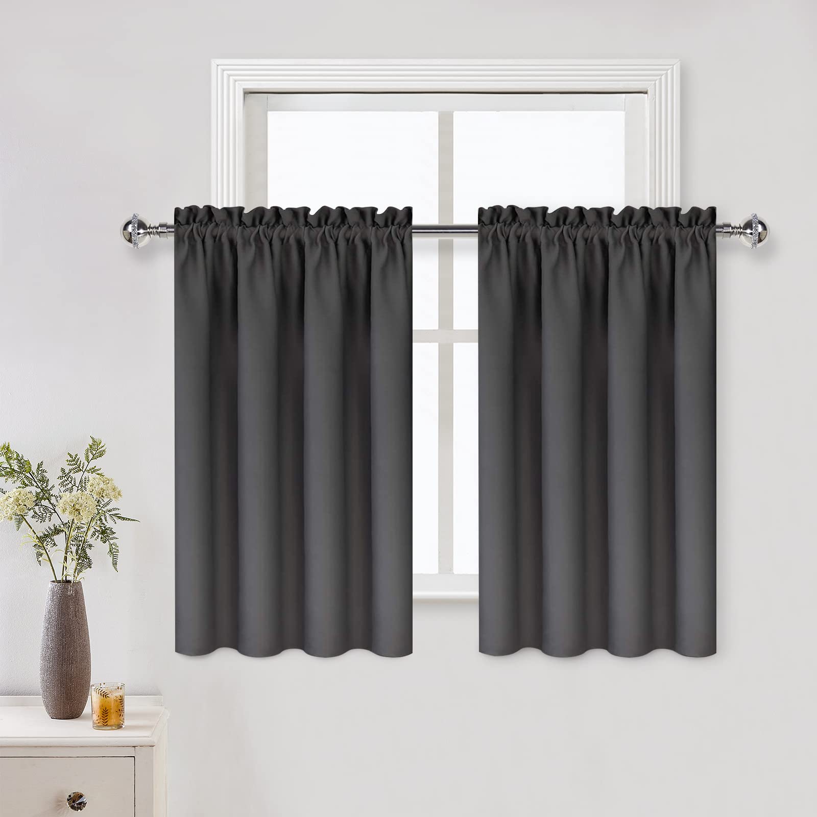 Dwcn Blackout Curtains For Living Room Thermal Insulated, Energy Saving & Noise Reducing Bedroom Curtains, Dark Grey, W 52X L 36