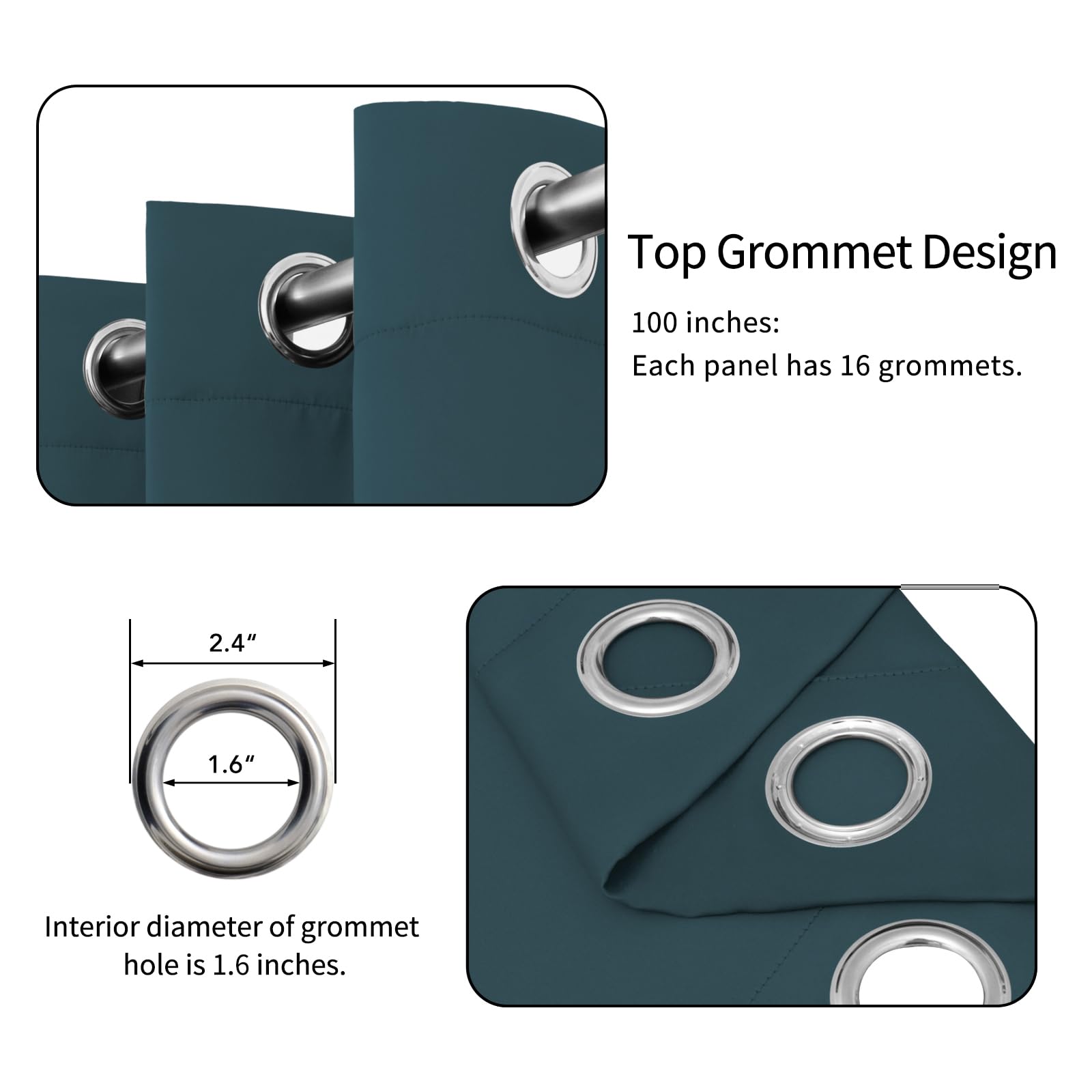 Easy-Going Blackout Door Curtains For Bedroom, Solid Thermal Insulated Grommet And Noise Reduction Window Drapes, Room Darkening Curtains For Living Room, 1 Panel (100X96 In, Bluestone)